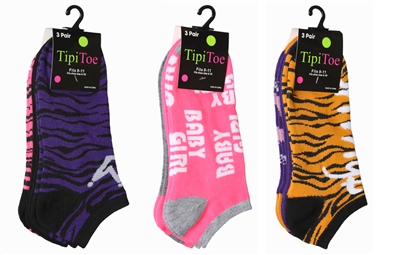 Wholesale Women's 3 Pack Novelty Patterned Cute Ankle Socks (60 Packs)