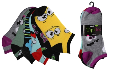 Wholesale Women's 6 Pack Novelty Patterned Cute Ankle Socks (30 Packs)