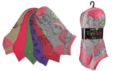 Wholesale Women's 6 Pack Novelty Patterned Cute Ankle Socks (30 Packs)