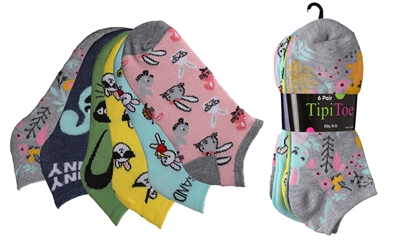 Wholesale Women's 6 Pack Novelty Patterned Cute Ankle Socks (30 Packs)