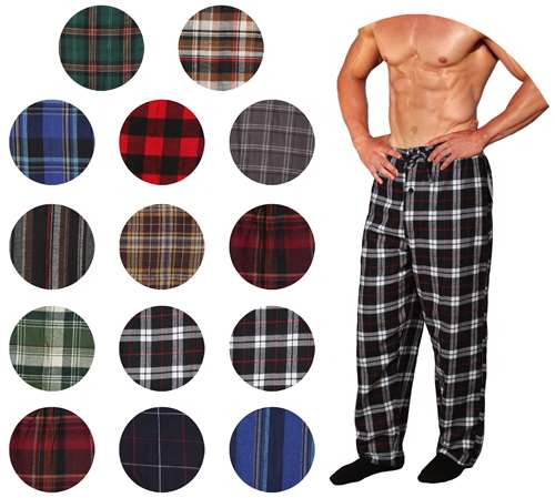 Wholesale Men's Flannel Pajama Bottoms Assorted Colors & Sizes (36 Packs)