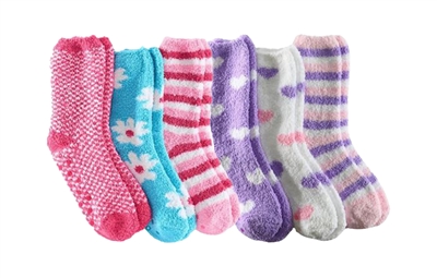 Wholesale Women's 3 Pairs Fuzzy Skid-Proof Solid Crew Sock (40 Packs)