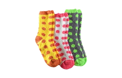 Wholesale Women's 3 Pairs Fuzzy Skid-Proof Solid Crew Sock (40 Packs)