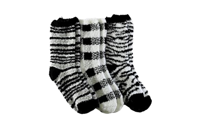 Wholesale Women's 3 Pairs Fuzzy Skid-Proof Solid Crew Sock (40 Packs)