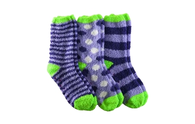Wholesale Women's 3 Pairs Fuzzy Skid-Proof Solid Crew Sock (40 Packs)