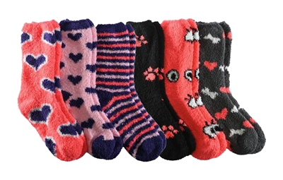 Wholesale Women's 3 Pairs Fuzzy Skid-Proof Solid Crew Sock (40 Packs)