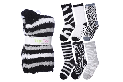 Wholesale Women's Fuzzy Skid-Proof Crew Socks (120 Packs)