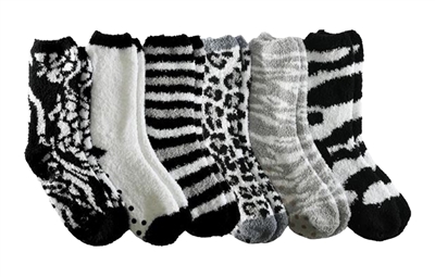 Wholesale Women's 3 Pairs Fuzzy Skid-Proof Solid Crew Sock (40 Packs)