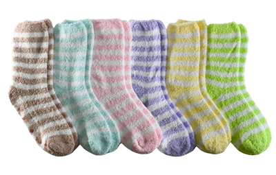 Wholesale Women's 3 Pairs Fuzzy Skid-Proof Solid Crew Sock (40 Packs)
