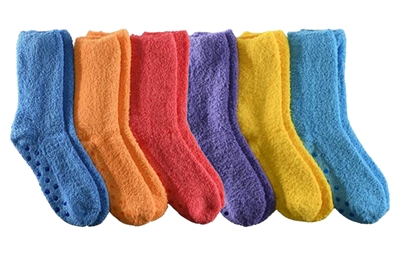 Wholesale Women's 3 Pairs Fuzzy Skid-Proof Solid Crew Sock (40 Packs)