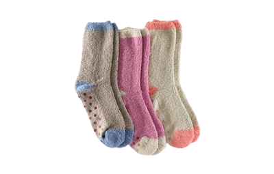 Wholesale Women's 3 Pairs Fuzzy Skid-Proof Solid Crew Sock (40 Packs)