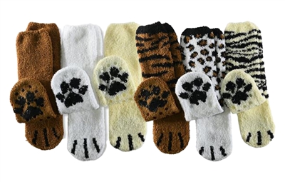 Wholesale Women's 3 Pairs Fuzzy Skid-Proof Solid Crew Sock (40 Packs)