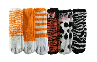 Wholesale Women's 3 Pairs Fuzzy Skid-Proof Solid Crew Sock (40 Packs)