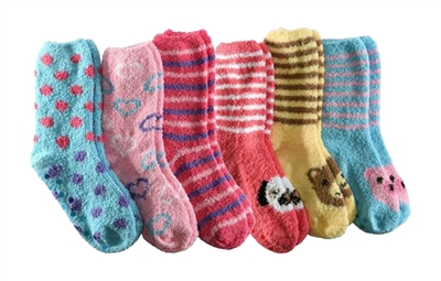 Wholesale Women's 3 Pairs Fuzzy Skid-Proof Solid Crew Sock (40 Packs)