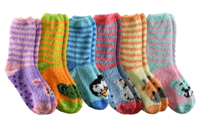 Wholesale Women's 3 Pairs Fuzzy Skid-Proof Solid Crew Sock (40 Packs)