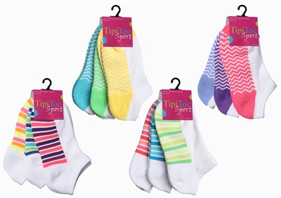 Wholesale Girl's 3 Pairs No show Socks (60 Pack)