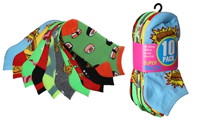 Wholesale Girl's 10 Pairs Low Cut Ankle Socks - Size:6-8  (36 Pack)