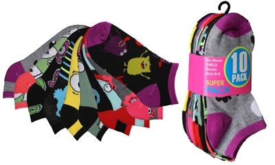 Wholesale Girl's 10 Pairs Low Cut Ankle Socks - Size:6-8  (36 Pack)