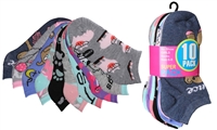 Wholesale Girl's 10 Pairs Low Cut Ankle Socks - Size:6-8  (36 Pack)