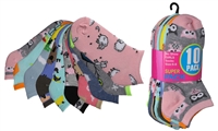Wholesale Girl's 10 Pairs Low Cut Ankle Socks - Size:6-8  (36 Pack)