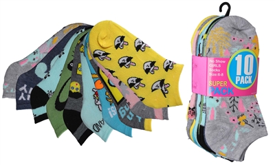 Wholesale Girl's 10 Pairs Low Cut Ankle Socks - Size:6-8  (36 Pack)