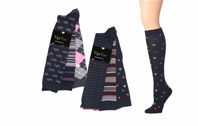 Wholesale Women's Tipi Toe 3 Pair Pack Knee Highs (60 Packs)