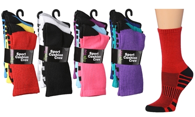 Wholesale Women's 3 Pack Sports Cushion Crew Socks (60 Packs)