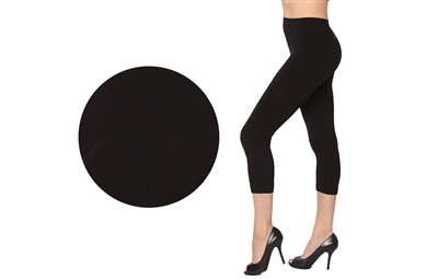 Wholesale Black Basic Skinny Capri Cable Leggings (36 Packs)