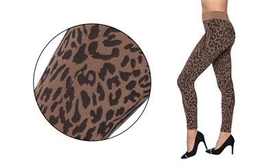 Wholesale Women's Tiger Print Leggings with Brushed Lining (36 Packs)