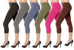 Wholesale Women's Seamless Thick Ribbed Nylon Capris (36 Packs)