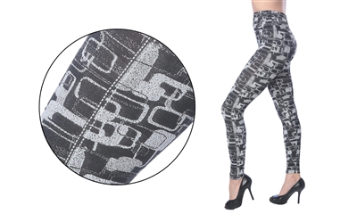 Wholesale Women's Geometric Hacci Knit Leggings (36 Pack)