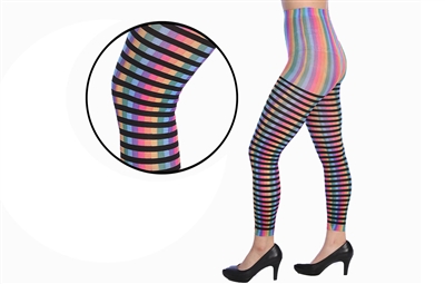Wholesale Women's Vertical Rainbow Stripes Fashion Tight One Size (36 Pcs)