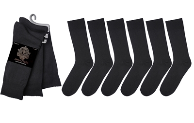 Wholesale Men's Black Cotton Dress Socks 3-Pair Pack (60 Packs)