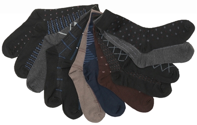 Wholesale Men's Printed Dress Socks Single Pack (180 Pairs)