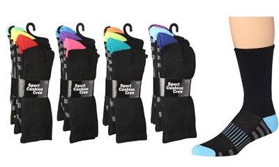 Wholesale 3-Pair Men's Sports Cushion Crew Socks  Pack - (60 Pack)
