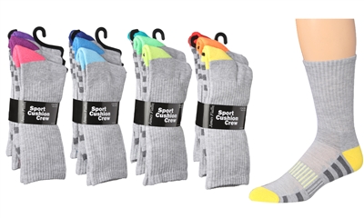 Wholesale 3-Pair Men's Sports Cushion Crew Socks  Pack - (60 Pack)