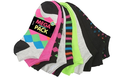 Wholesale Women's 10 Pairs Mega Pack No Show Socks