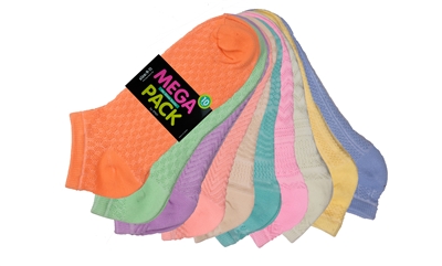 Wholesale Women's Tipi Toe 10 Pack Colorful Patterned Ankle Socks