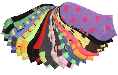 Wholesale Women's Tipi Toe 10 Pack Colorful Patterned Ankle Socks