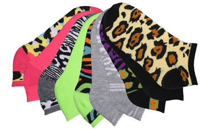 Wholesale Women's Tipi Toe 10 Pack Colorful Patterned Ankle Socks