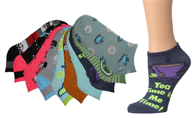 Wholesale Women's Tipi Toe 10 Pack Colorful Patterned Ankle Socks