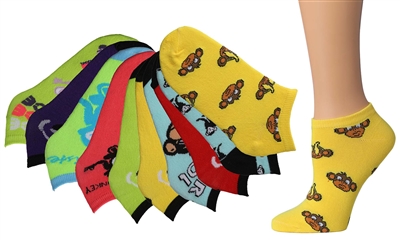 Wholesale Women's Tipi Toe 10 Pack Colorful Patterned Ankle Socks