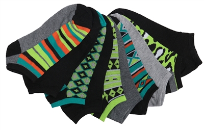 Wholesale Women's Tipi Toe 10 Pack Colorful Patterned Ankle Socks