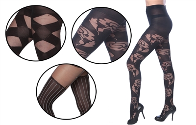 Wholesale Women's Textured Tights with Patterned design (36 Pcs)
