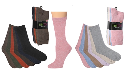 Wholesale Women's 6 Pairs  Plus Size Crew Socks (30 Packs)