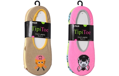 Wholesale Women's Tipi Toe Foot Liners 3-Pair per Pack (60 Packs)