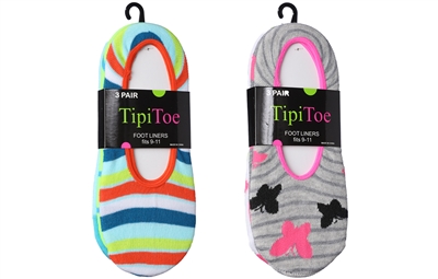 Wholesale Women's Tipi Toe Foot Liners 3-Pair per Pack (60 Packs)