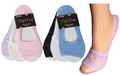 Wholesale Women's Tipi Toe Foot Liners 3-Pair per Pack (60 Packs)