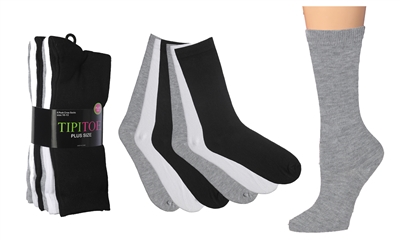 Wholesale Women's 6 Pairs  Plus Size Crew Socks (30 Packs)