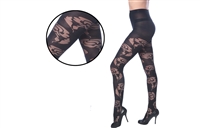 Wholesale Women's Burn Out Large Rose Tights One Size (36 Pcs)